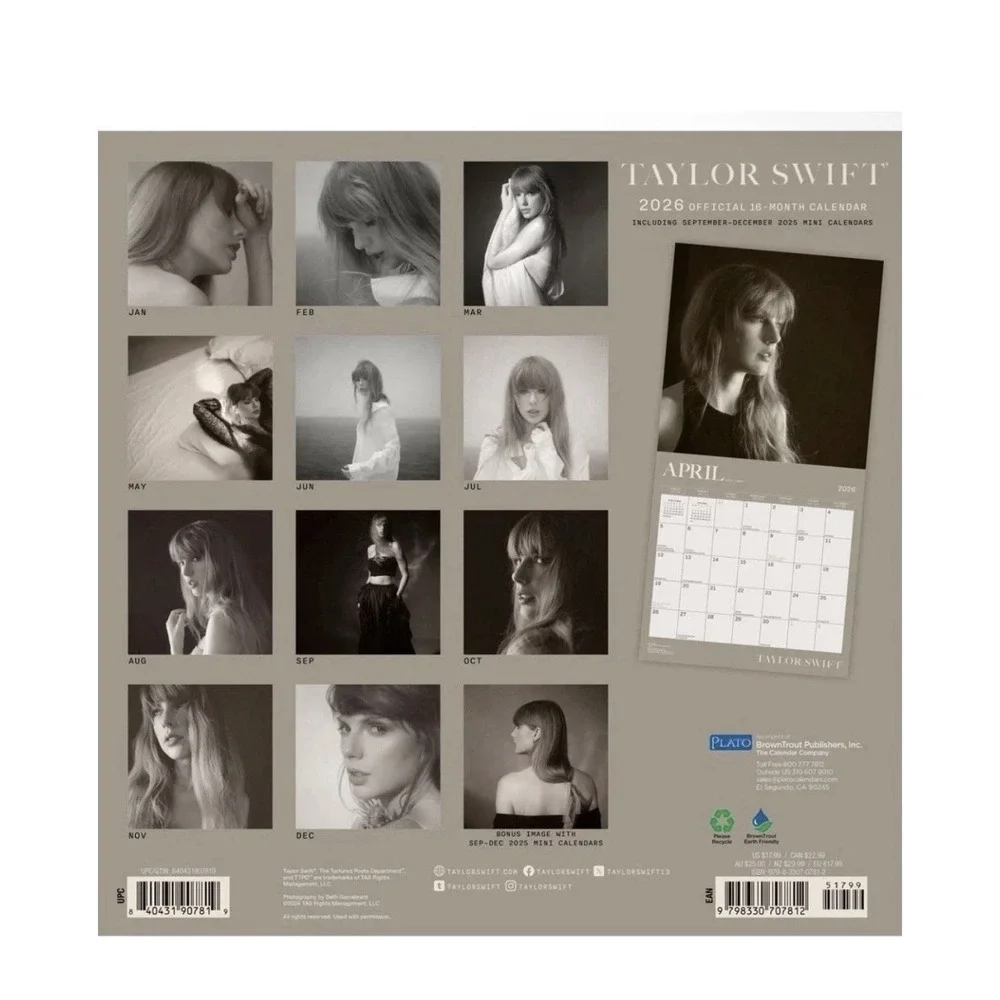 Taylor Swift 2026 Official 16 Month Wall Calendar The Tortured Poets Department